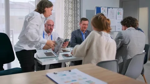 Office team collecting data for digital communication and audit process Stock Footage 315941455