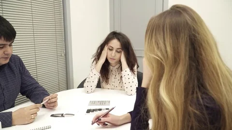 Office team discussing problems in the office Stock Footage 73993093