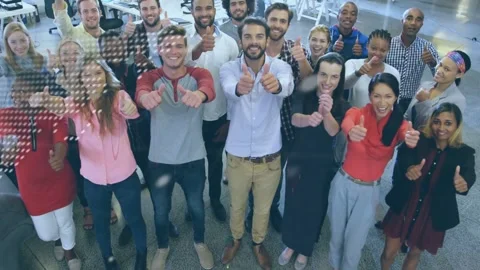 Office team stepping forward after camera pulling, map fading, code scrolling, Stock Footage 331872701