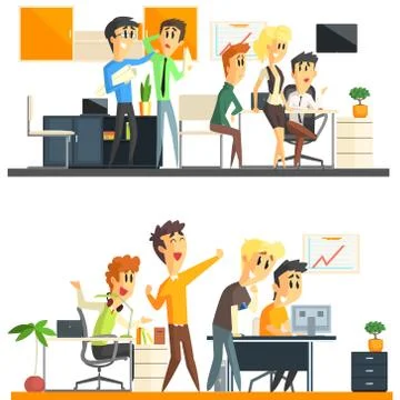 Office Team Two Illustrations Collection Stock Illustration