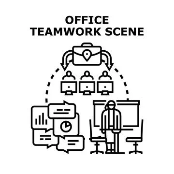 Office teamwork collaboration presenting business data concept Stock Illustration