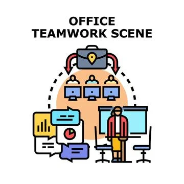 Office teamwork collaboration presenting business data concept Stock Illustration