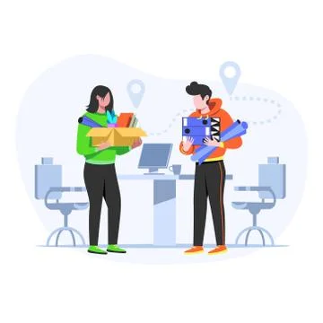 Office  teamwork vector illustration concept, Office move helping each other 스톡 일러스트