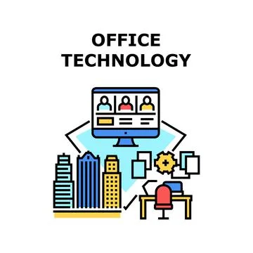 Office Technology Vector Concept Color Illustration Illustrazione stock