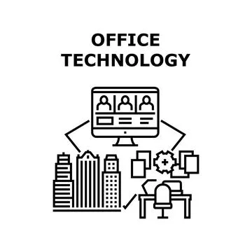 Office Technology Vector Concept Color Illustration Illustrazione stock