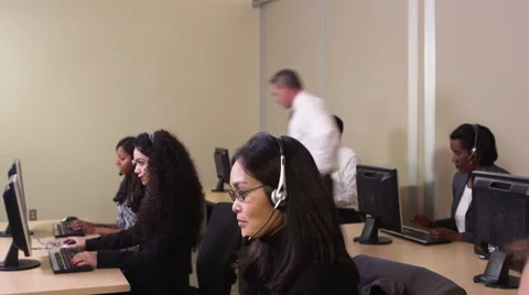 Office of telemarketers Stock Footage 67343924