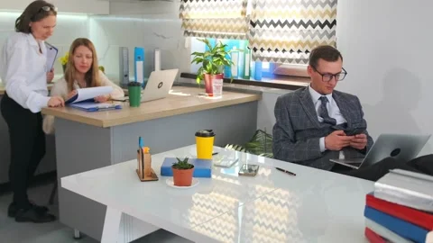 Office tensions rise, workplace power struggles increase, corporate environment Stock Footage 319980042