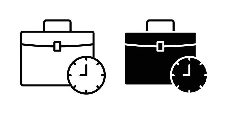 Office time icon. Outline, flat icons イラスト素材