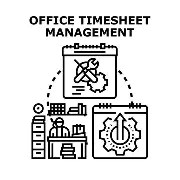 Office timesheet management optimizing work planning process 스톡 일러스트