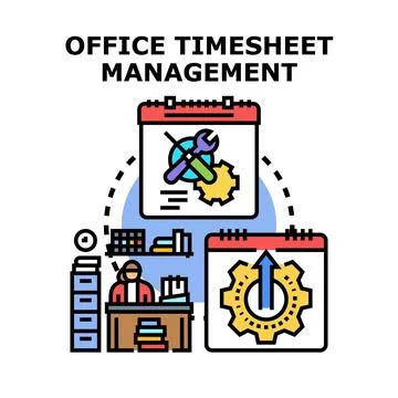 Office timesheet management optimizing work planning process イラスト素材