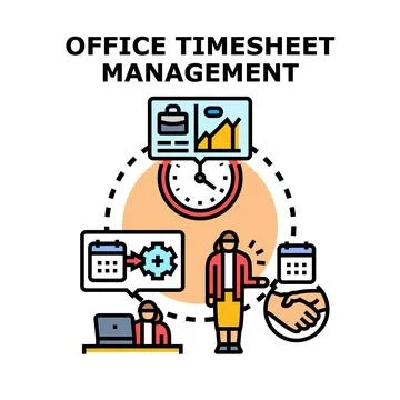 Office timesheet management system working process Stock Illustration