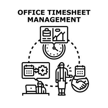 Office timesheet management system working process Stock Illustration