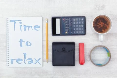 Office tools flat lay Stockfoto's