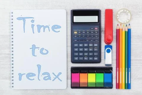 Office tools flat lay Stock Photos