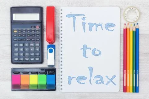 Office tools flat lay Stock Photos