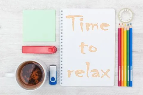 Office tools flat lay Stock Photos