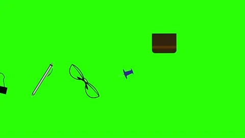 Office tools group animation , chroma key, flat design Vídeo Stock 146168167