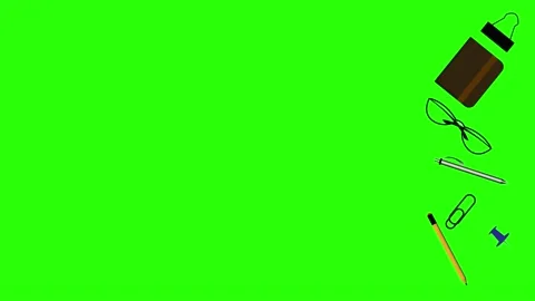 Office tools group animation , chroma key, flat design Vídeo Stock 146168191
