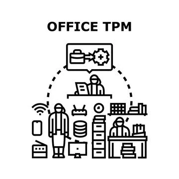 Office total productive maintenance workflow management system Stock Illustration