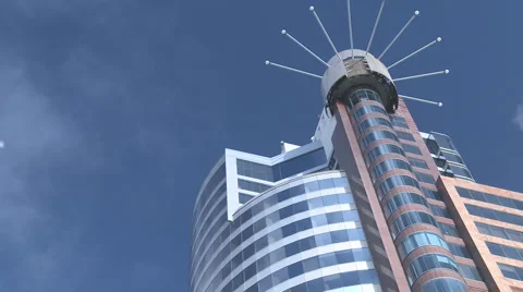 Office tower and clouds time lapse Stock Footage 1034811