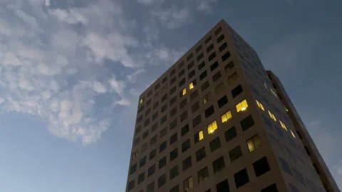Office Tower at Night Stock Footage 156641204