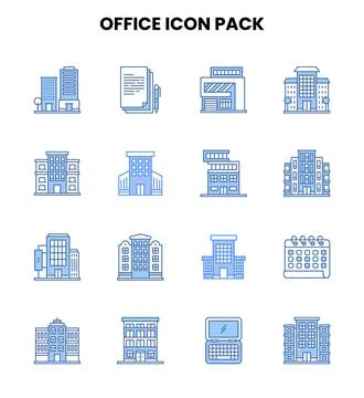 Office Two Colour Graphics Icons Pack Stock Illustration