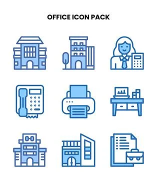 Office Two Colour Graphics Icons Pack Illustrazione stock