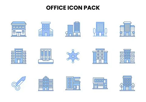 Office Two Colour Icons Pack Stock Illustration