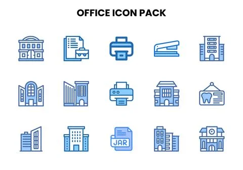 Office Two Colour Scalable Icons Pack Stock Illustration