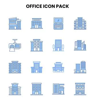 Office Two Colour Vector Icons Pack Stock Illustration