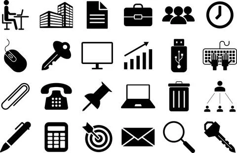 Office vector icon set on white background Illustrazione stock