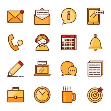 Office vector icons set modern line style Stock Illustration