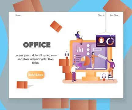 Office vector website landing page design template Stock Illustration