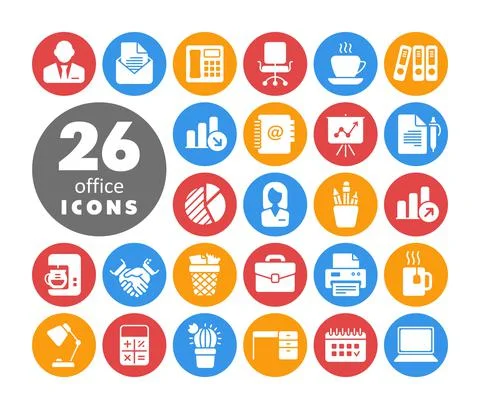 Office vector white glyph icon. Office sign Stock Illustration