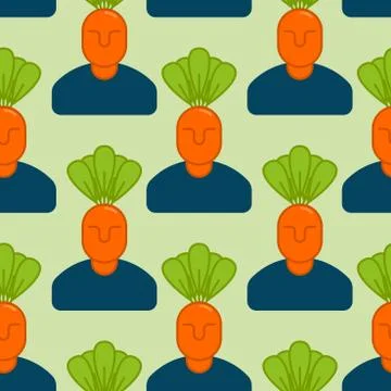 Office vegetables garden seamless pattern. Manager of carrots. Vegetable Depa Stock Illustration