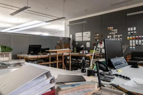 Office virus without workers by the crown quarantine. Stock Photos