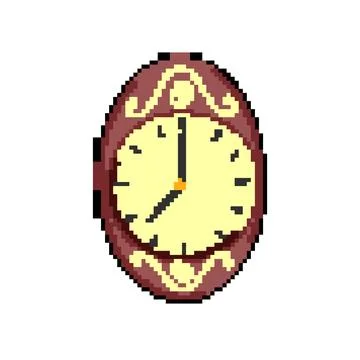Office wall clock pixel art vector illustration Stock Illustration