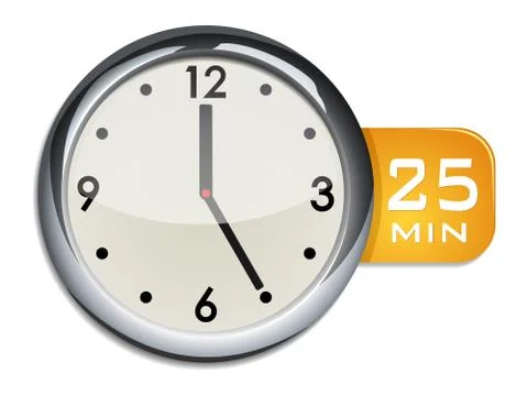 Office wall clock timer 25 minutes Illustrazione stock