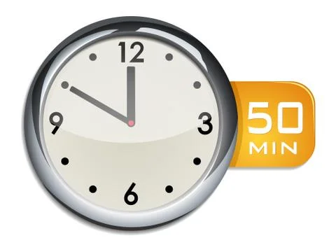 Office wall clock timer 50 minutes Illustrazione stock