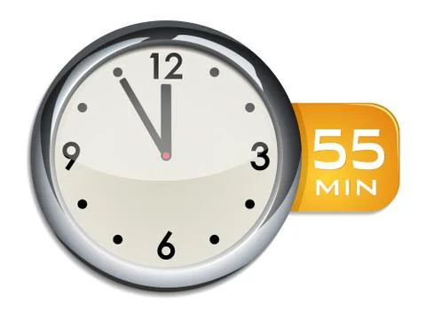 Office wall clock timer 55 minutes 스톡 일러스트