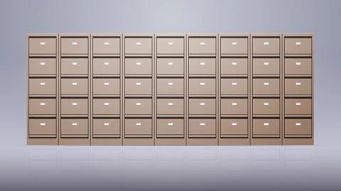 Office wall of filing cabinet document data archive storage folders for files Stock Illustration