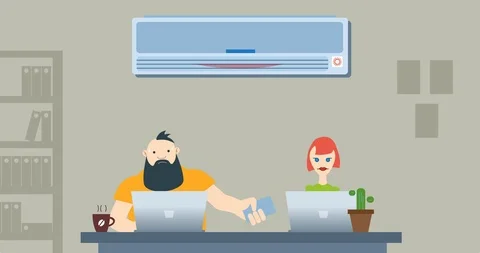 Office war for air conditioning Stock Footage 104673135