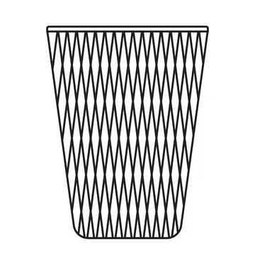 Office waste bin without lid. Black and white icon. Illustration Illustrazione stock