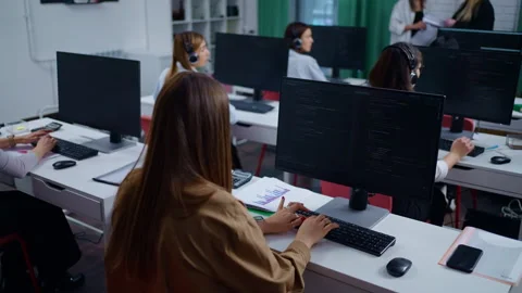 Office Of Web Development Company, Young Female Professional Programmers Working Stock Footage 274247729