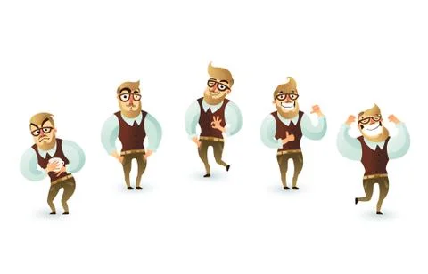 Office Week Man Set 库存插图