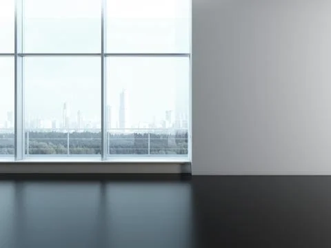 Office window. Blank wall 库存插图