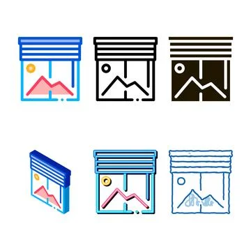 Office window icon vector outline clean Illustrazione stock