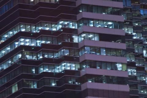 Office windows at night Foto stock
