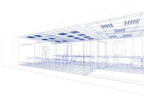 Office wire project 3d rendering Stock Illustration