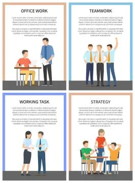 Office Work and Strategy Set Vector Illustration Stock Illustration